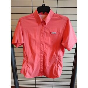 Columbia PFG Boys Coral Orange Short Sleeve Fishing Shirt Size S Small 637
